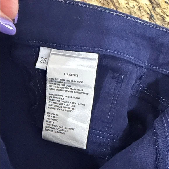 L’AGENCE Marty High Rise Flare Jeans Midnight Coated Size 25